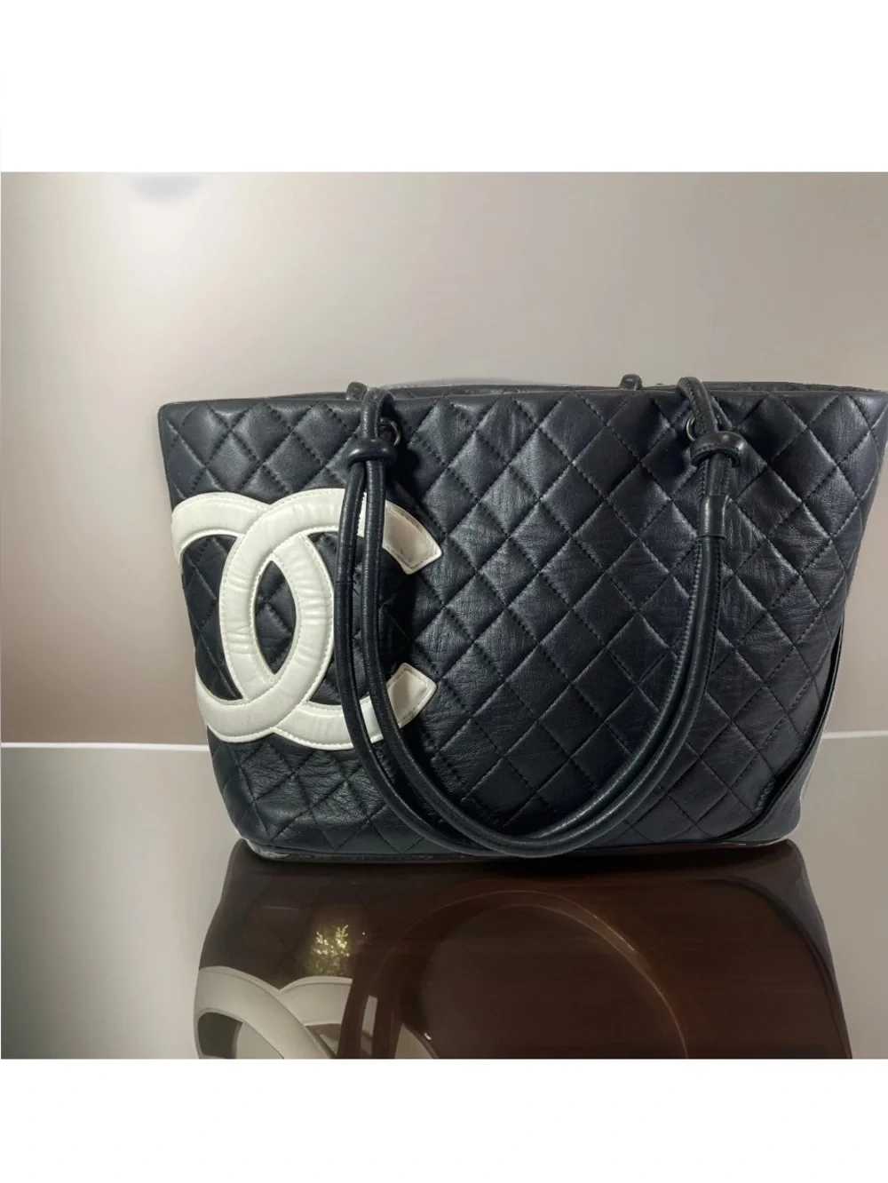 CHANEL Cambon Line Large Shoulder Lambskin Tote/Bag